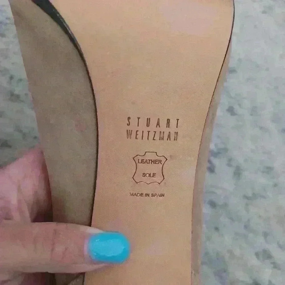 Stuart Weitzman Women's Tan Elastic Strap Cage Heels 10 - Picture 6 of 16